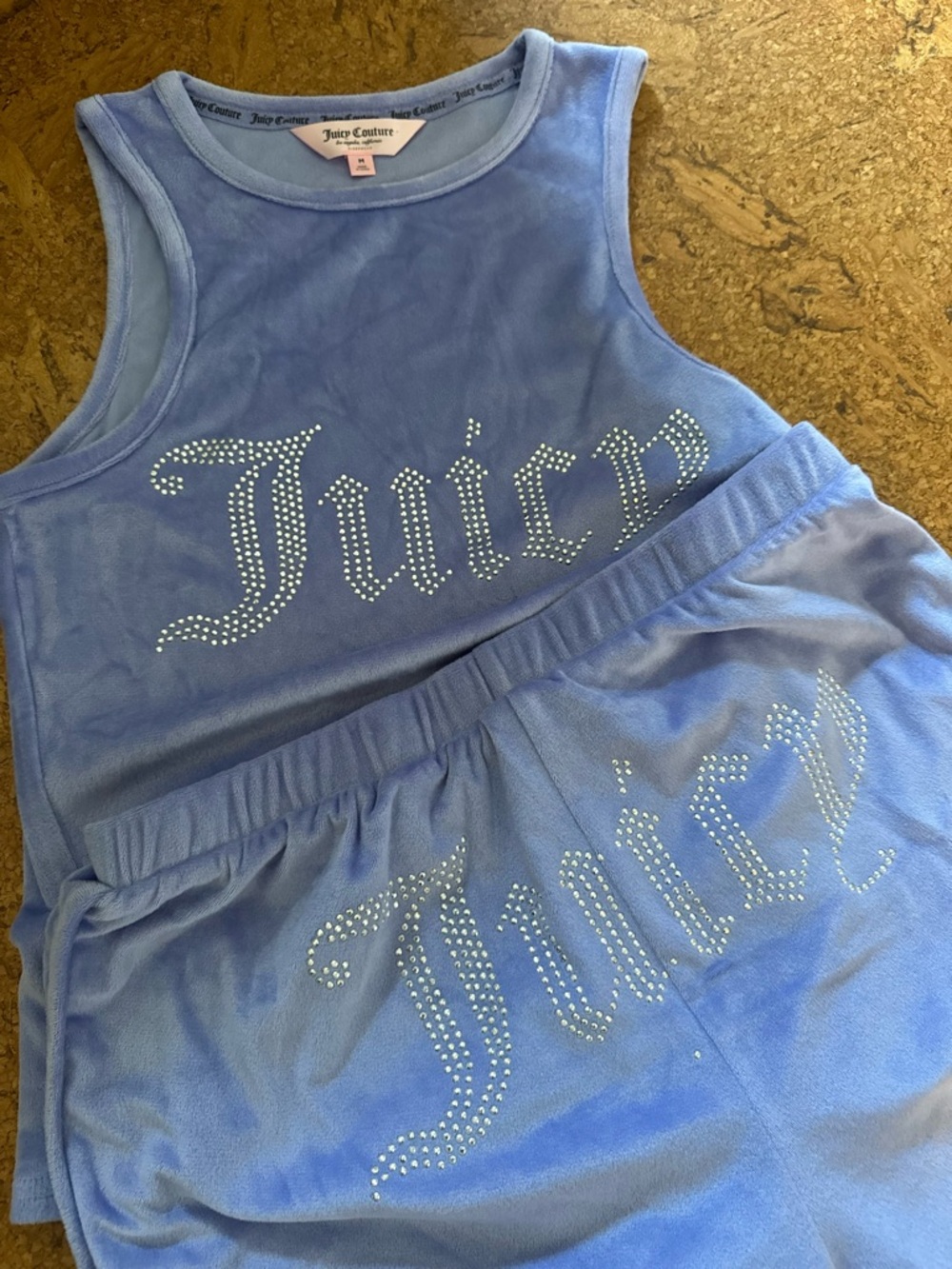 Juicy Couture Purple Lavender Velour Tank & Shorts Set with Rhinestone Logo